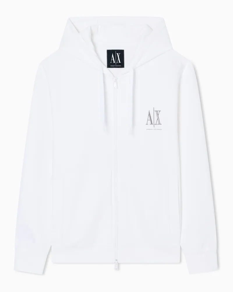 Armani Exchange Zip-up hoodie with embroidered logo Weiß