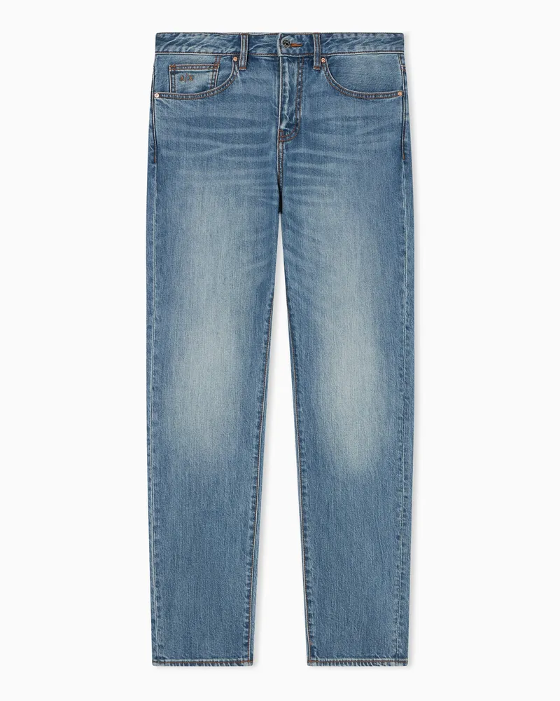Armani Exchange Skinny Jeans in Faded Blue Stretch Denim Blau