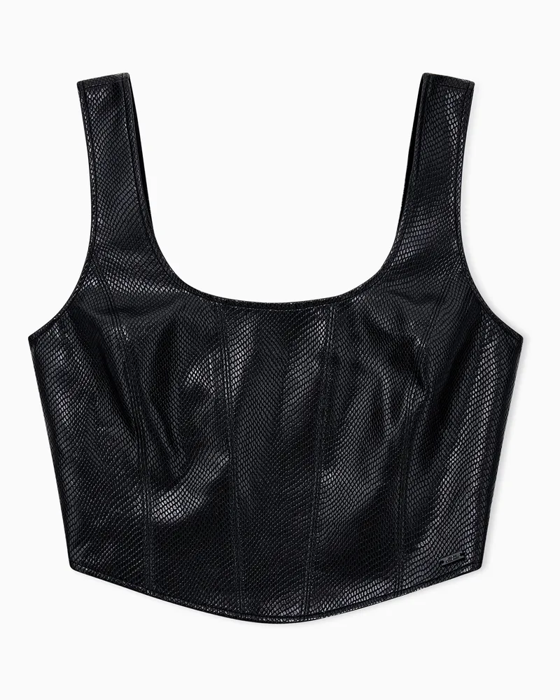 Armani Exchange Oberteil aus Kunstleder Schwarz
