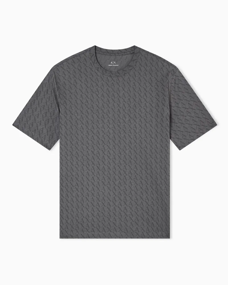 Armani Exchange T-Shirt mit Monogramm-Logo in normaler Passform Grün