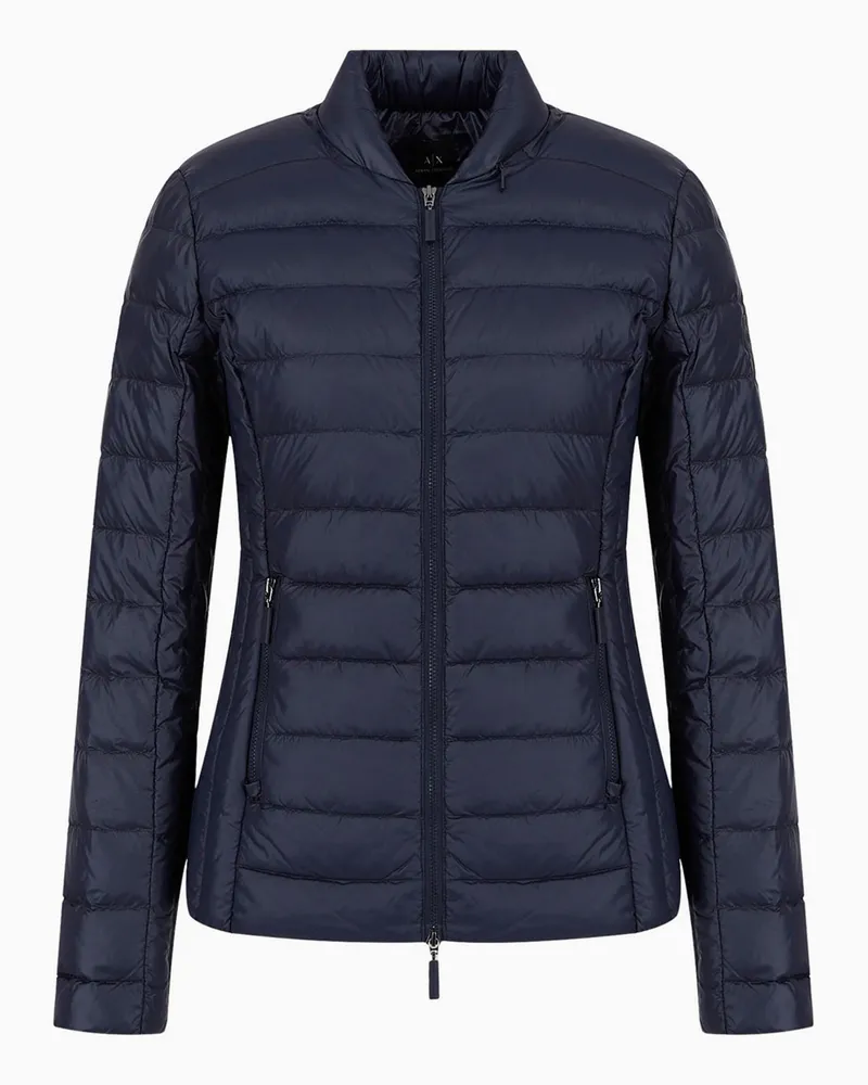 Armani Exchange Daunenjacke aus glänzendem Stoff Marineblau