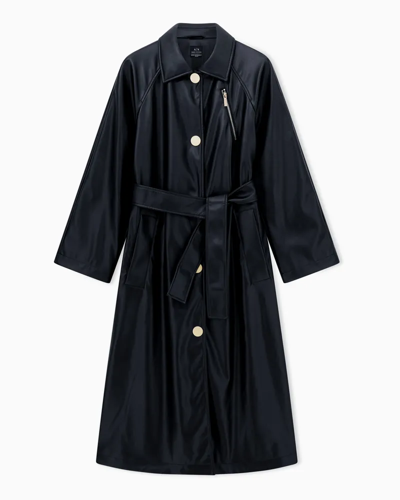 Armani Exchange Trenchcoat aus beschichtetem Stoff Schwarz