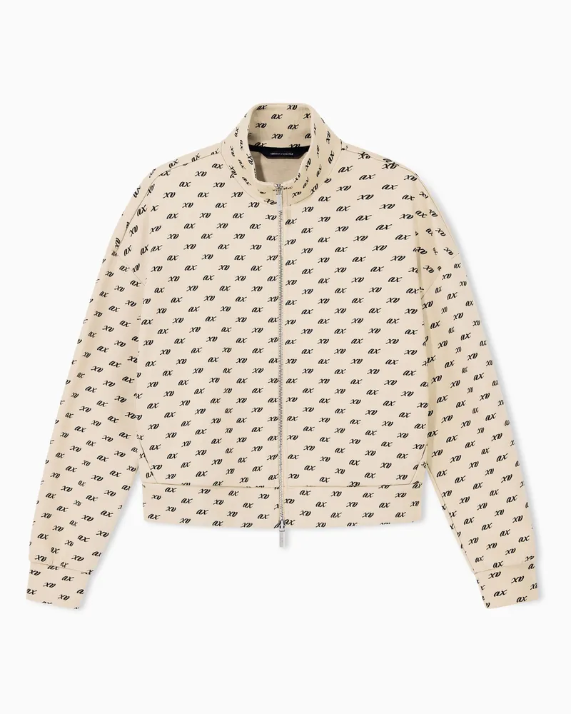 Armani Exchange Blouson aus Bio-Baumwolle mit Stehkragen und Allover-Print Beige