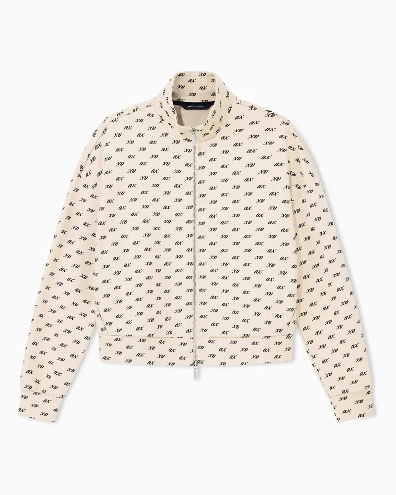 Armani Exchange Blouson aus Bio-Baumwolle mit Stehkragen und Allover-Print Beige
