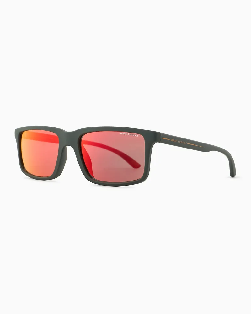 Armani Exchange Sonnenbrille mit rechteckiger Fassung für Herren Grün