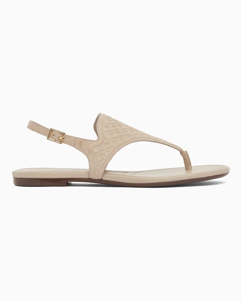Armani Exchange Microsuede sandals with Embossed Logo Beige