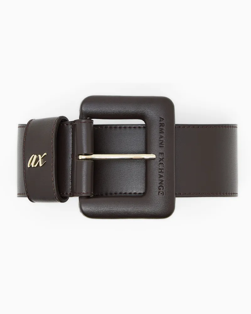 Armani Exchange Taillengürtel mit polierter quadratischer Dornschnalle Braun
