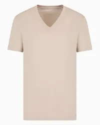 Armani Exchange Jersey-t-shirt In Normaler Passform Beige