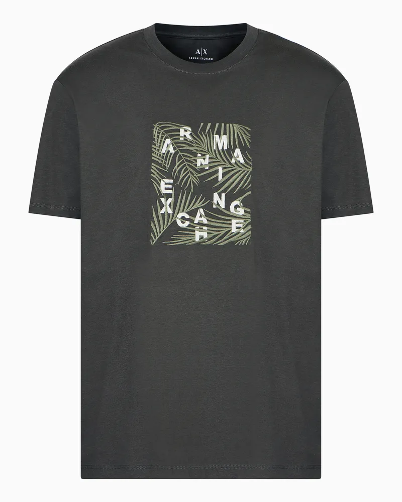 Armani Exchange ASV – T-Shirt mit normaler Passform und Palmendruck Grün