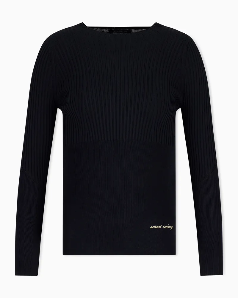 Armani Exchange Slim Fit Pullover aus recycelter Viskose und Polyamid Schwarz
