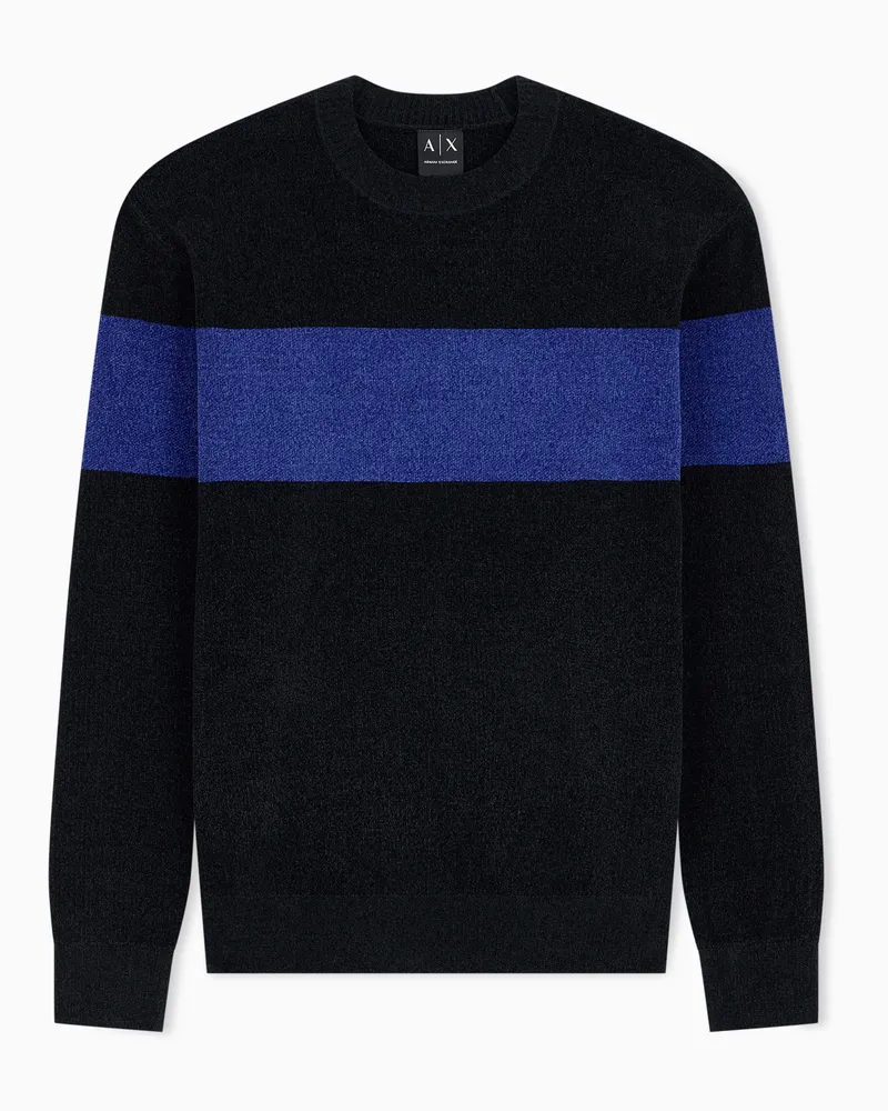 Armani Exchange Rundhalspullover Up For Party aus Chenille mit Querstreifen Gestreift