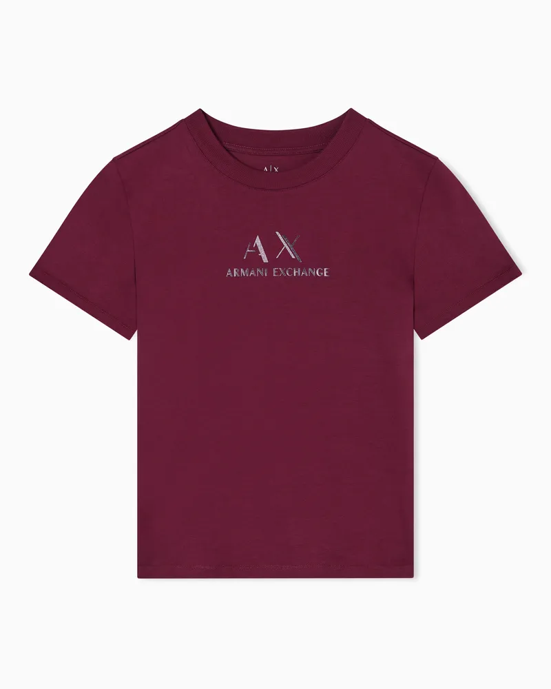 Armani Exchange T-Shirt mit normaler Passform und grafischem Logo Burgunderrot