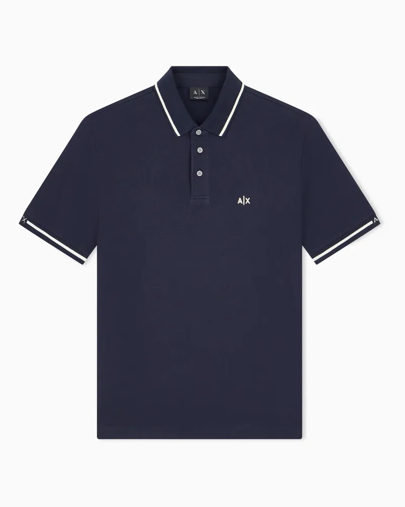 Armani Exchange Poloshirt Regular Fit aus Baumwollpikee Marineblau
