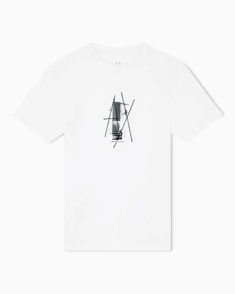 Armani Exchange T-Shirt mit Grafikdruck in normaler Passform Weiß