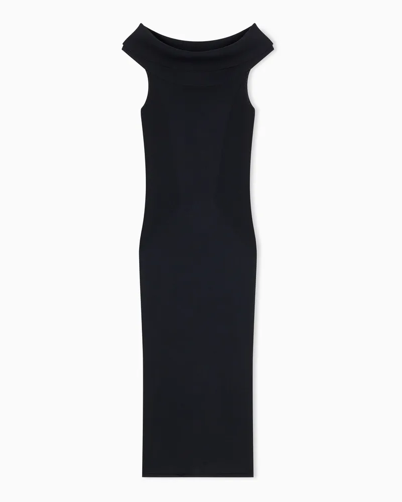 Armani Exchange Strickkleid schmal geschnitten aus recycelter Viskose Schwarz