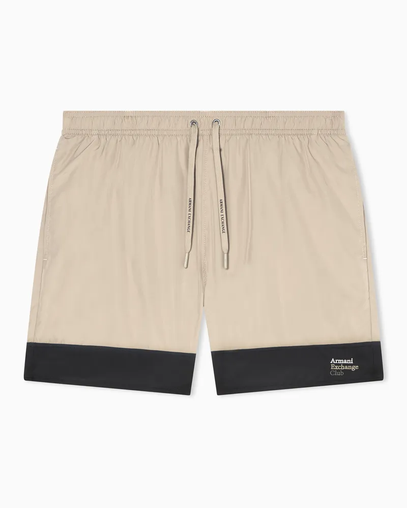 Armani Exchange Minimal swim boxers in technical fabric Beige
