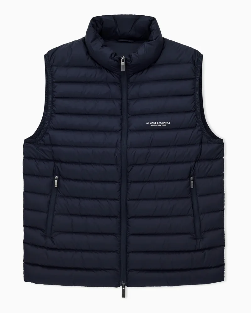 Armani Exchange Ärmellose Daunenjacke mit durchgehendem Reißverschluss Marineblau
