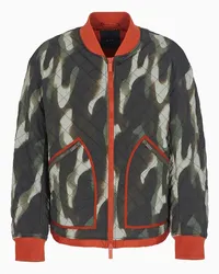 Armani Exchange Bomberjacke Aus Crinkle-camouflage-stoff mit Kontrastierenden Details Verde