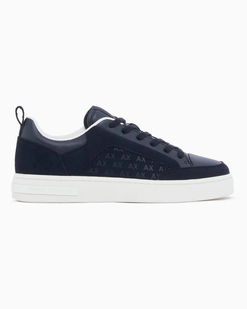 Armani Exchange Sneaker aus Leder mit Wildleder-Details und einer Schnürung Marineblau