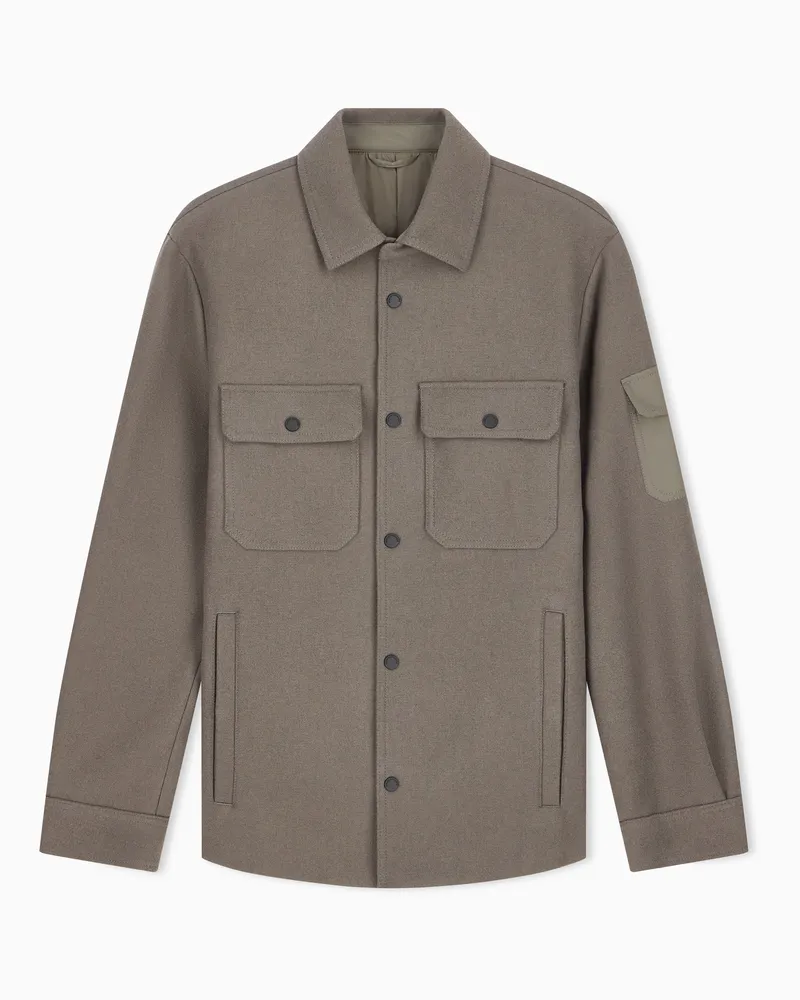 Armani Exchange Blousonjacke regularer Schnitt aus einer Wollmischung Braun