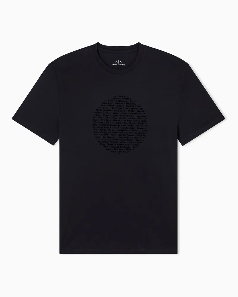 Armani Exchange Slim Fit T-Shirt mit Kreis-Print Schwarz