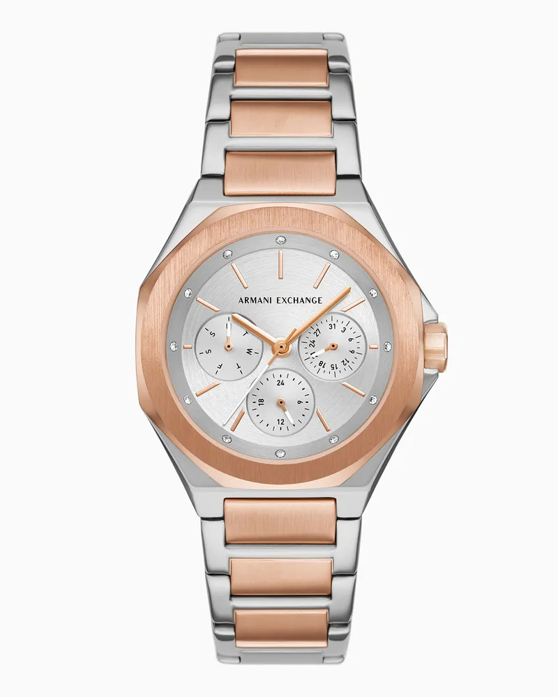 Armani Exchange Multifunktionsuhr aus zweifarbigem Edelstahl Mehrfarbig