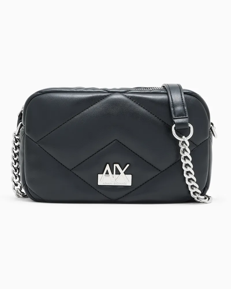 Armani Exchange Gesteppte Umhängetasche mit einem Kettenriemen Schwarz