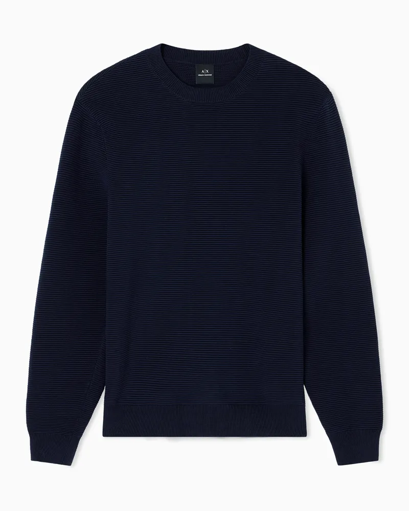 Armani Exchange Pullover mit Rundhalsausschnitt und gestreifter Textur Marineblau