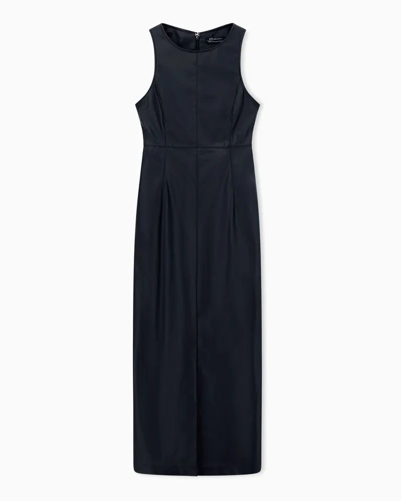 Armani Exchange Longuette-Kleid mit Schlitz Schwarz