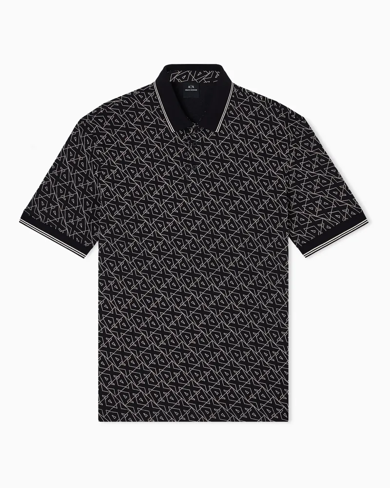 Armani Exchange Poloshirt im Regular Fit mit Allover-Logo Schwarz