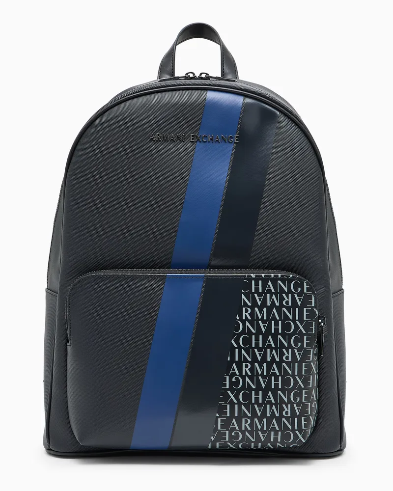 Armani Exchange Rucksack mit Monogramm und Streifen Blau