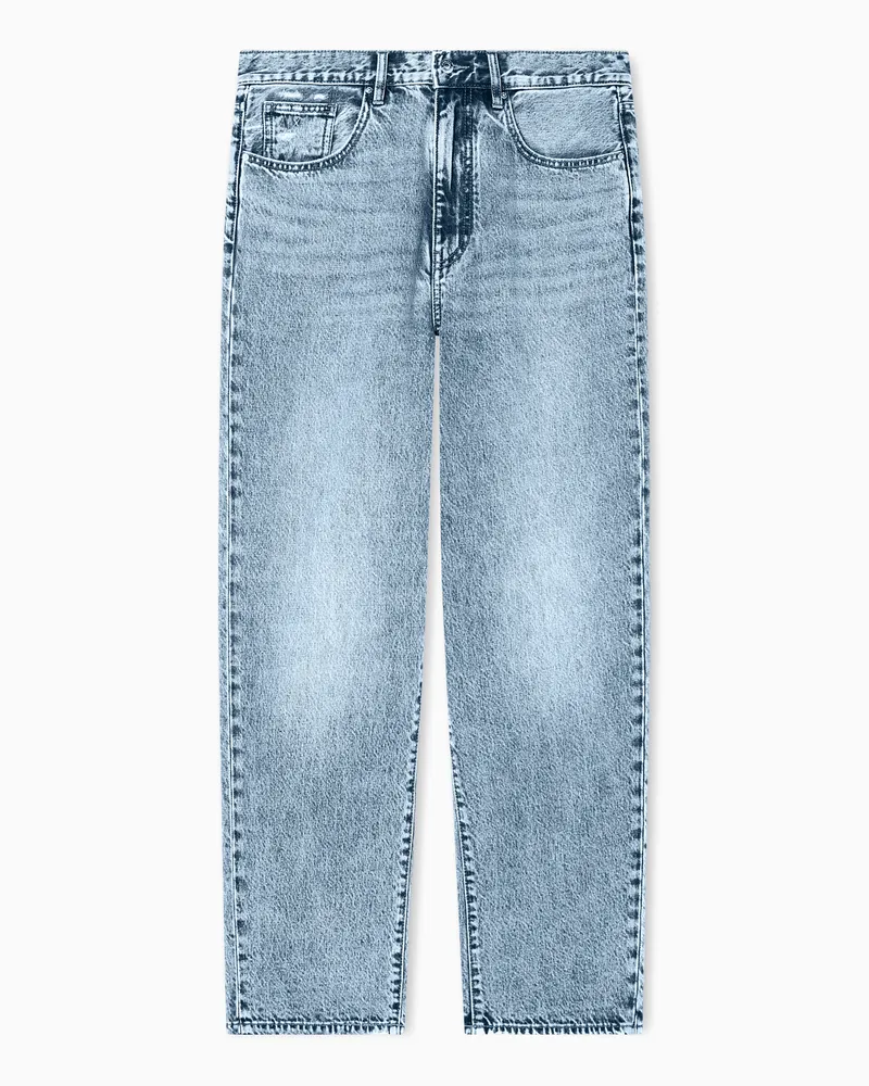 Armani Exchange Loose Fit Denim Blue Wash Basic Jeans Blau