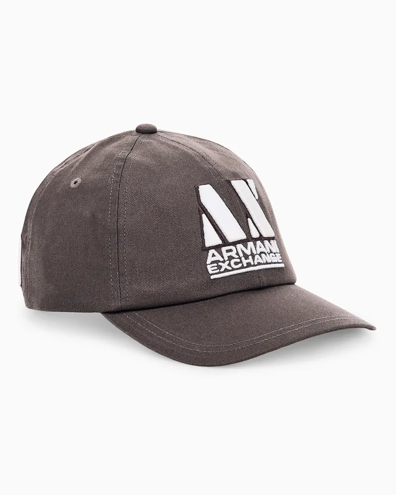 Armani Exchange Klassische Baseballkappe aus Baumwolltwill mit Stickerei Braun