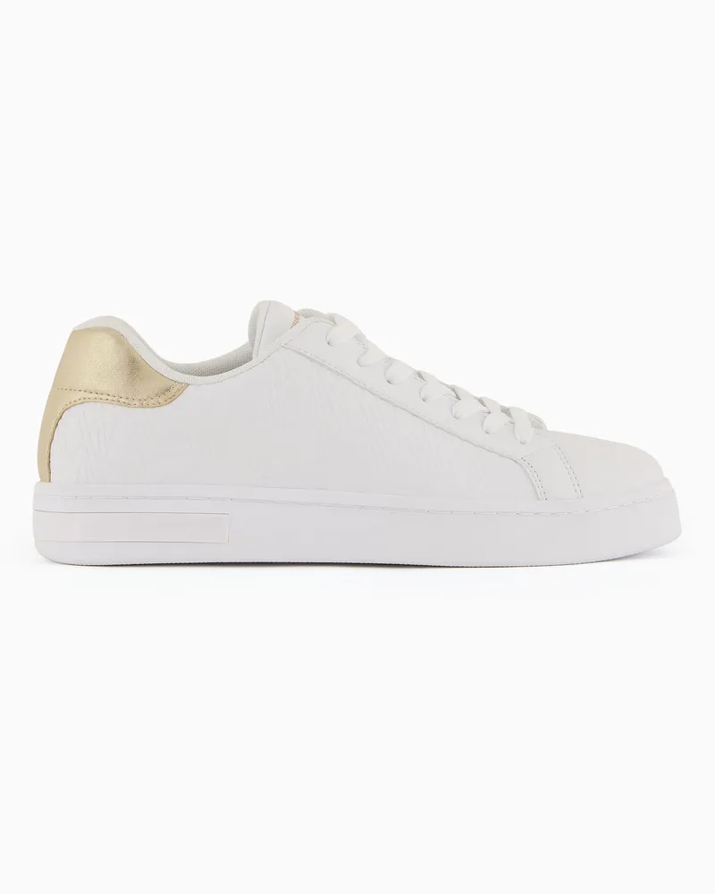 Armani Exchange Sneakers mit Ton-in-Ton gesticktem Logo und Metalldetail Weiß