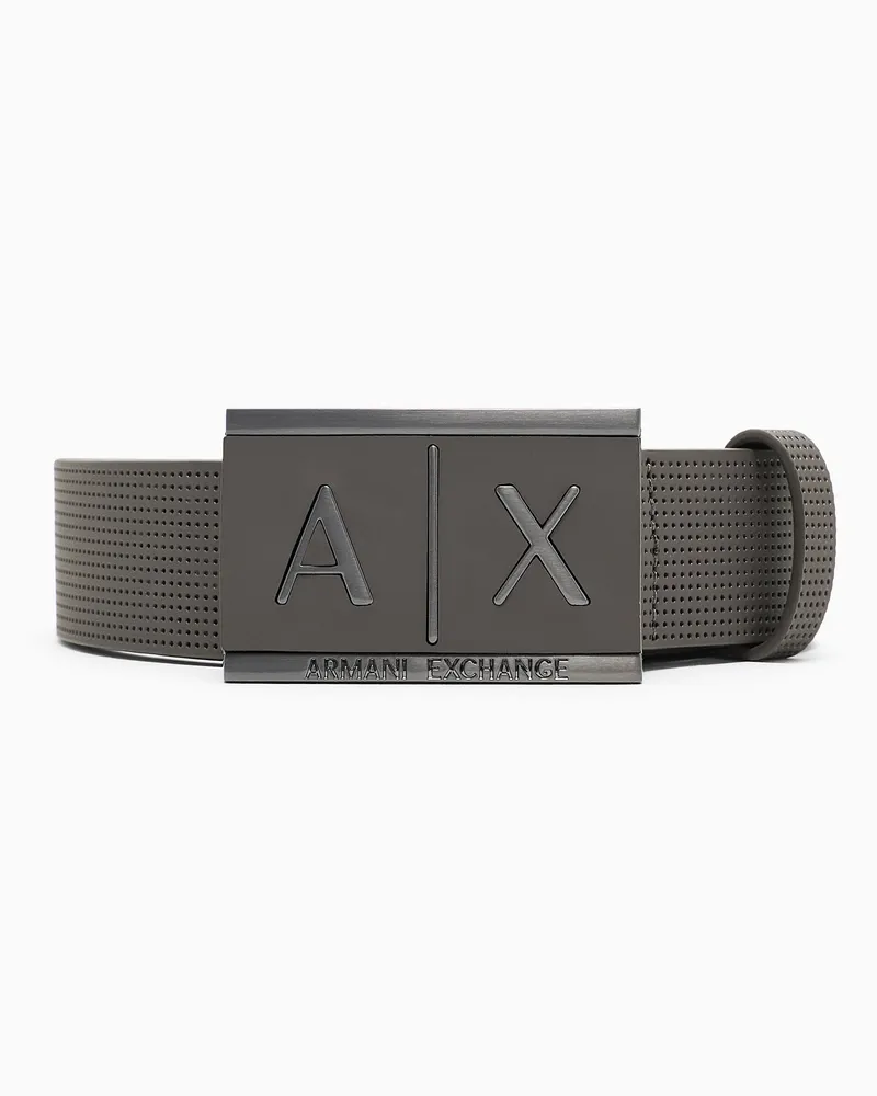 Armani Exchange Ledergürtel mit rechteckiger Schnalle Grau