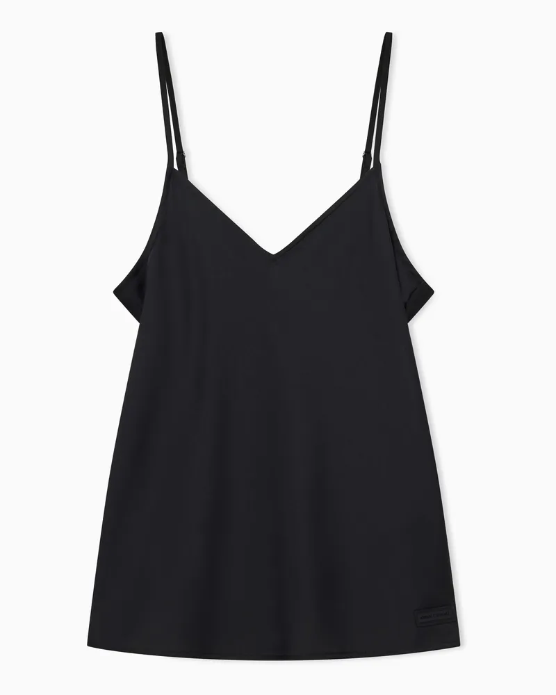 Armani Exchange Satin-Top mit V-Ausschnitt Schwarz