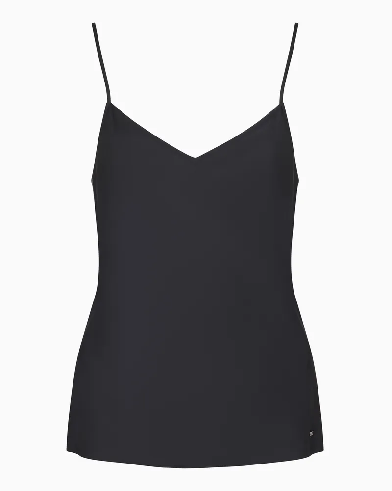 Armani Exchange Satin-Top mit V-Ausschnitt Schwarz