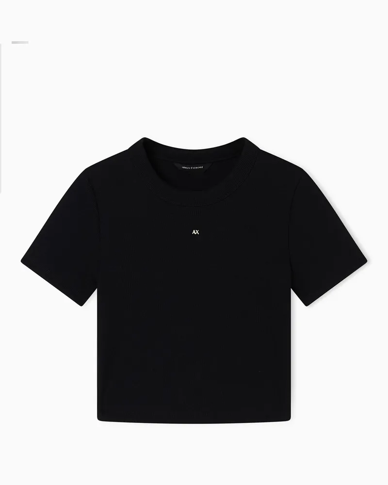 Armani Exchange Kurzes T-Shirt mit Logo Schwarz