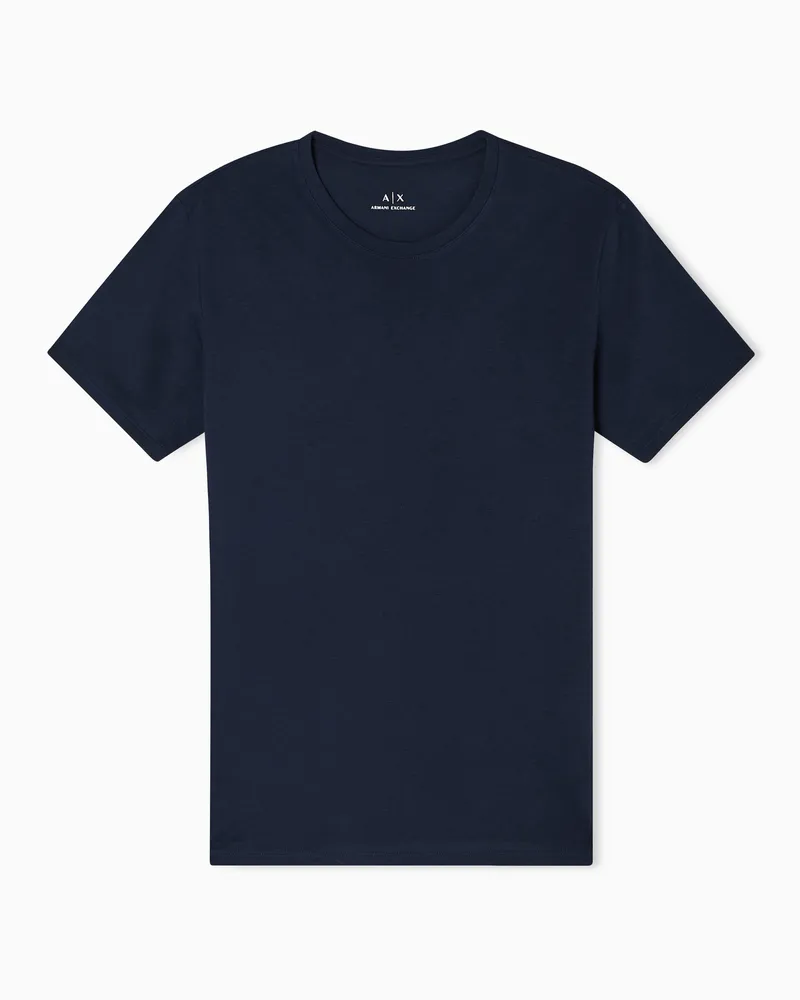Armani Exchange Schmal geschnittenes T-Shirt aus Pima-Baumwolljersey Marineblau