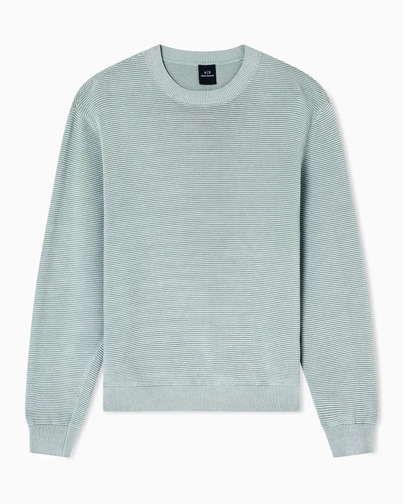 Armani Exchange Pullover mit Rundhalsausschnitt und gestreifter Textur Grün