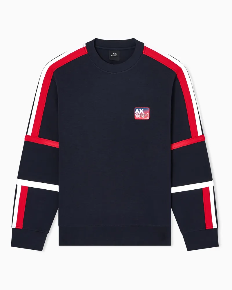 Armani Exchange Sweatshirt mit Kontraststreifen Marineblau