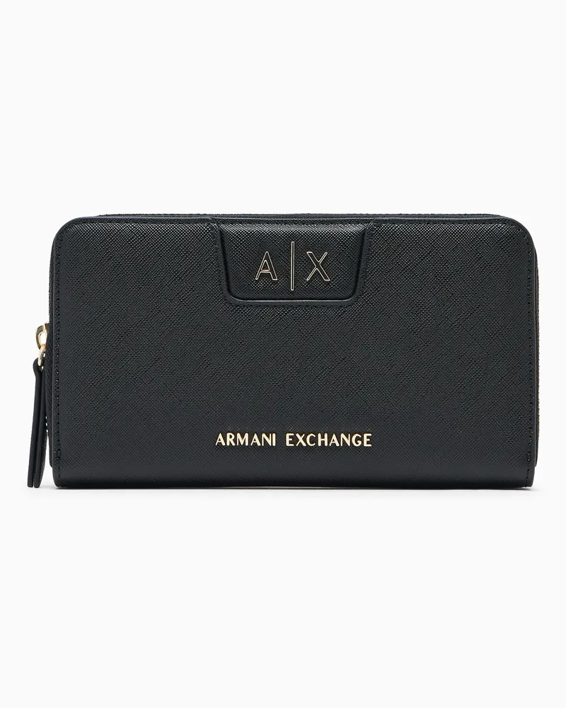 Armani Exchange Geldbörse mit Rundum-Reißverschluss und mehreren Fächern Schwarz