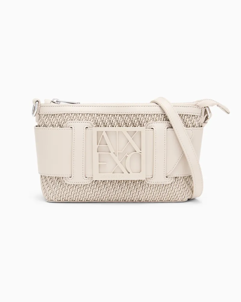 Armani Exchange Schultertasche mit Webstruktur und abnehmbarem Riemen Weiß