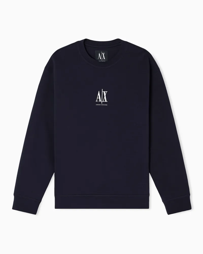 Armani Exchange Crewneck sweatshirt with embroidered logo Marineblau