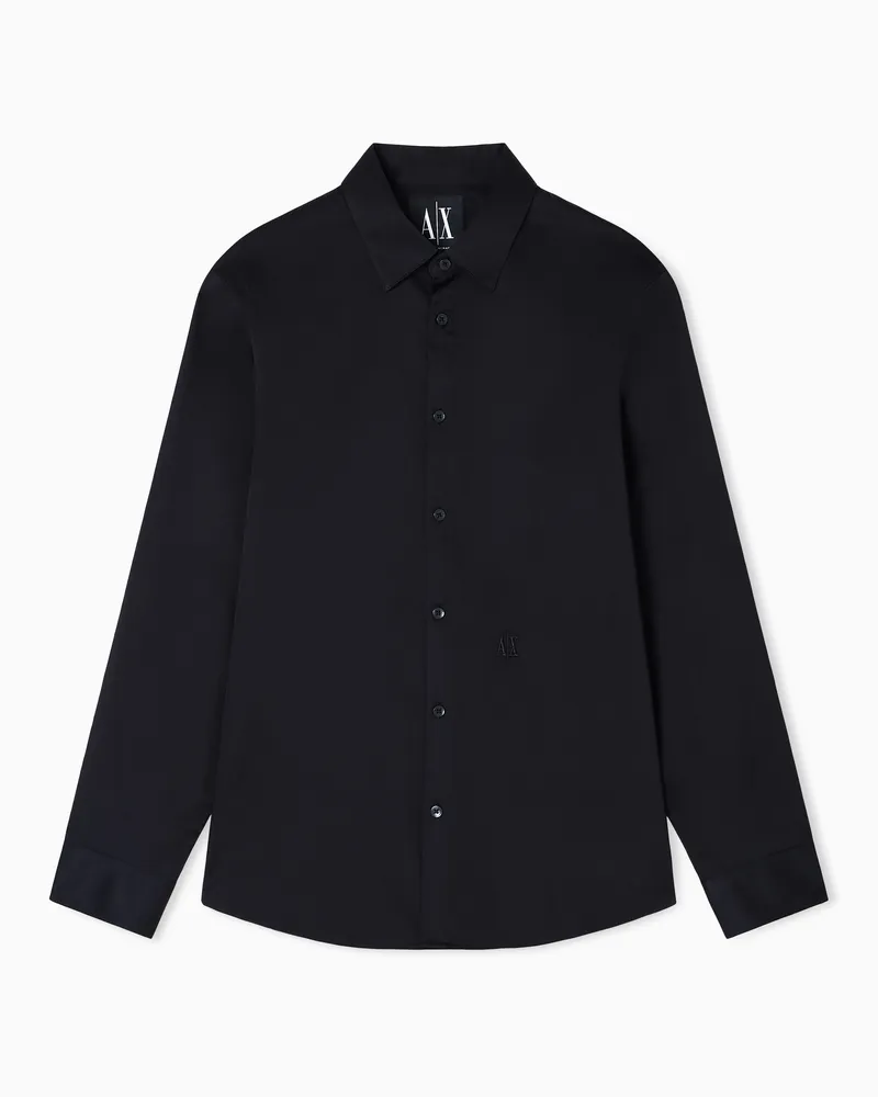 Armani Exchange Langärmliges Hemd aus Stretch-Baumwolle Schwarz
