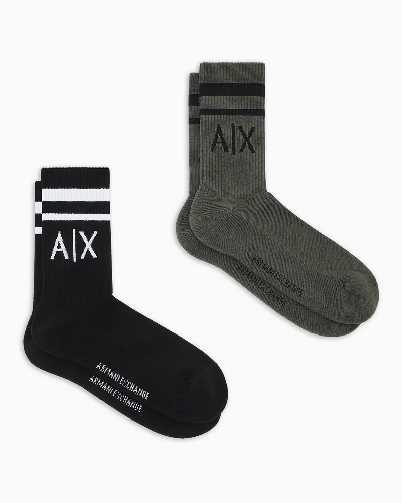 Armani Exchange Packung mit 2 Paar Socken mit Logo Grün