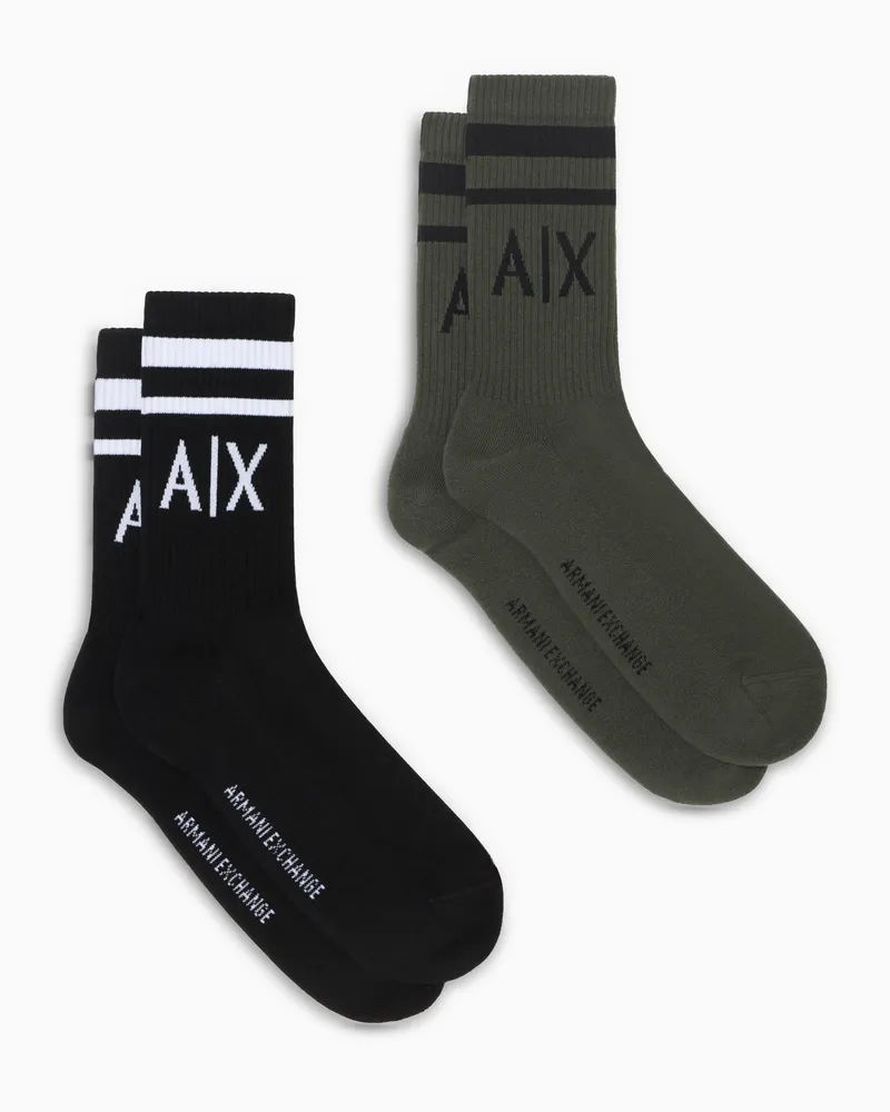 Armani Exchange Packung mit 2 Paar Socken mit Logo Grün