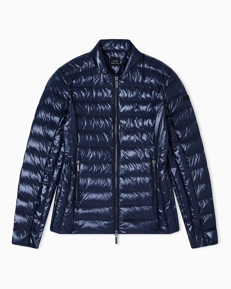 Armani Exchange Daunenjacke gesteppte leichte aus Nylon mit Stehkragen Blau