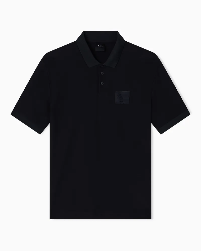 Armani Exchange Poloshirt mit normaler Passform und Aufnäher Schwarz