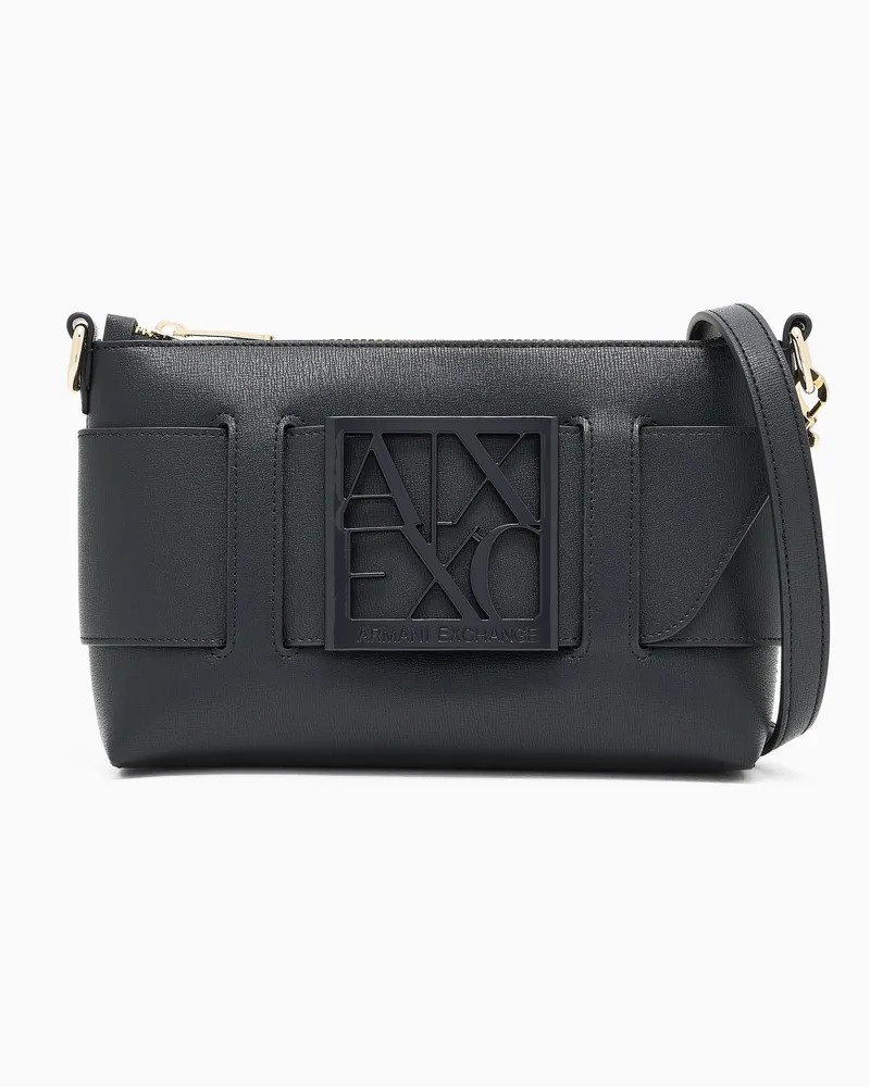 Armani Exchange Umhängetasche in Farbblockoptik mit Maxi-Logo Schwarz